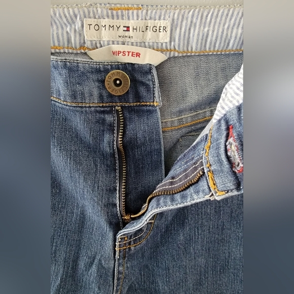 VTG Tommy Hilfiger Hipster Denim Capris High Rise Medium Wash Blue 18 Vintage - Picture 2 of 9